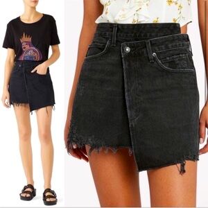 AGOLDE Asymmetrical Black Mini Skirt - Size 25